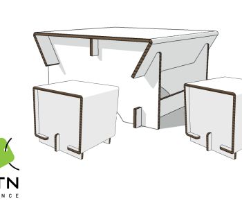 Mobilier en Carton 1 Table Et 2 Poufs