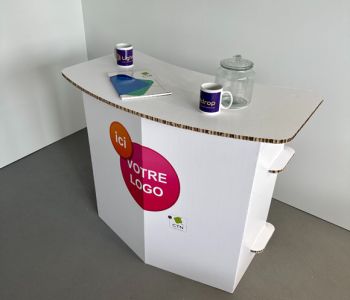 Comptoir d'Accueil en Carton Imprimé Avec Angles